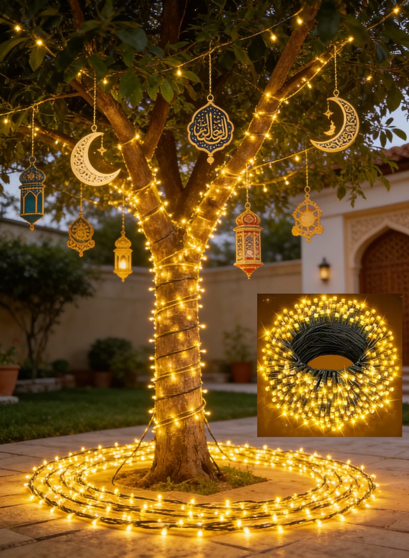 Yoawllty Ramadan Lights, 49ft 150 LED Warm White Ramadan Curtain String Lights for Bedroom and Home Ramadan Decor - Image 1